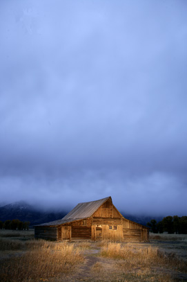 illuminated barn mormon row grand teton national park photo